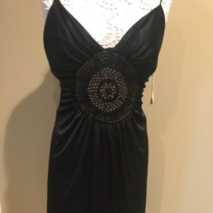 NWT-Niki black nude satin dress